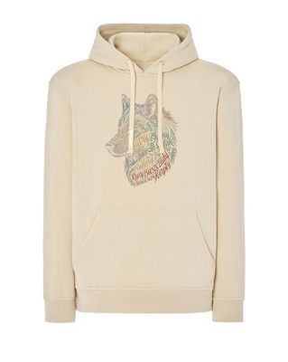 Bluza z kapturem WILK NAPISY / KREMOWA