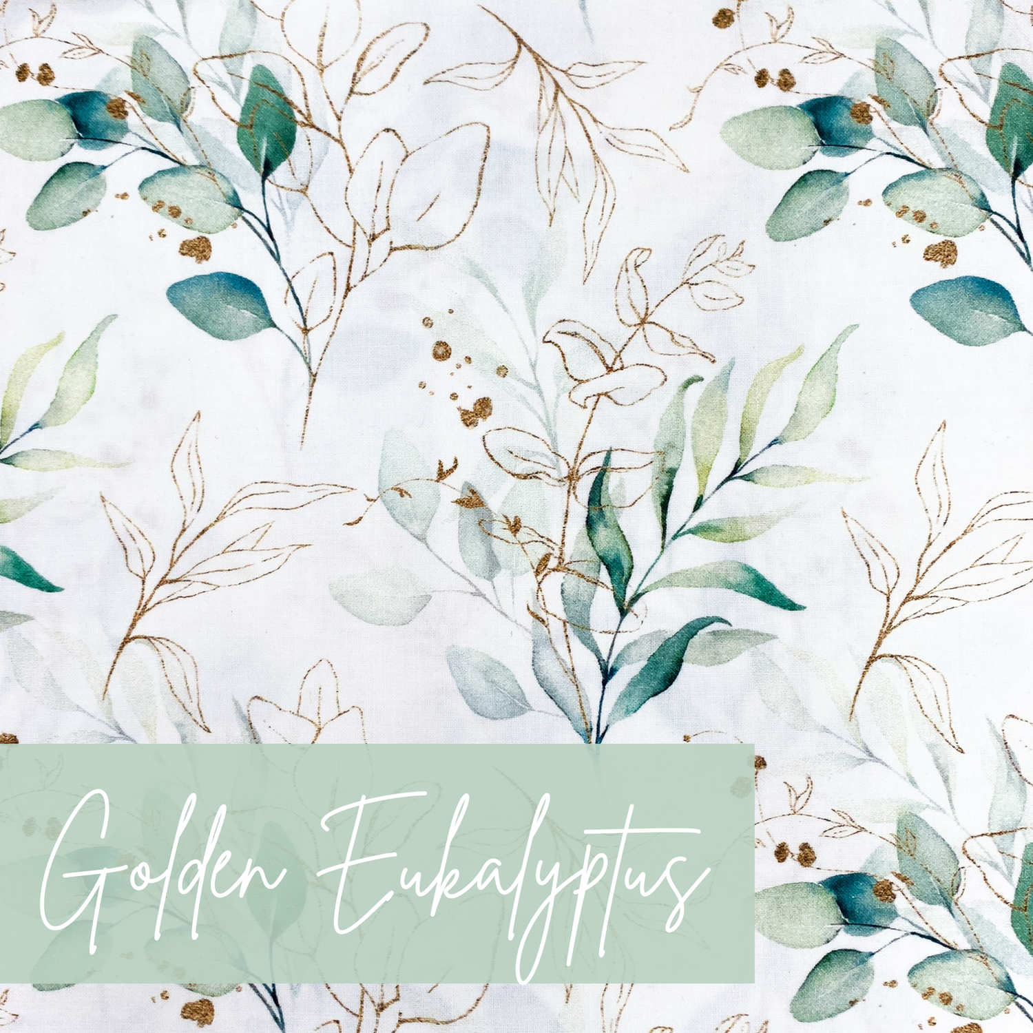Bettschlange Baby - Nestchenschlange für Babybett und Wickeltisch - Golden Eukalyptus Mintgrün