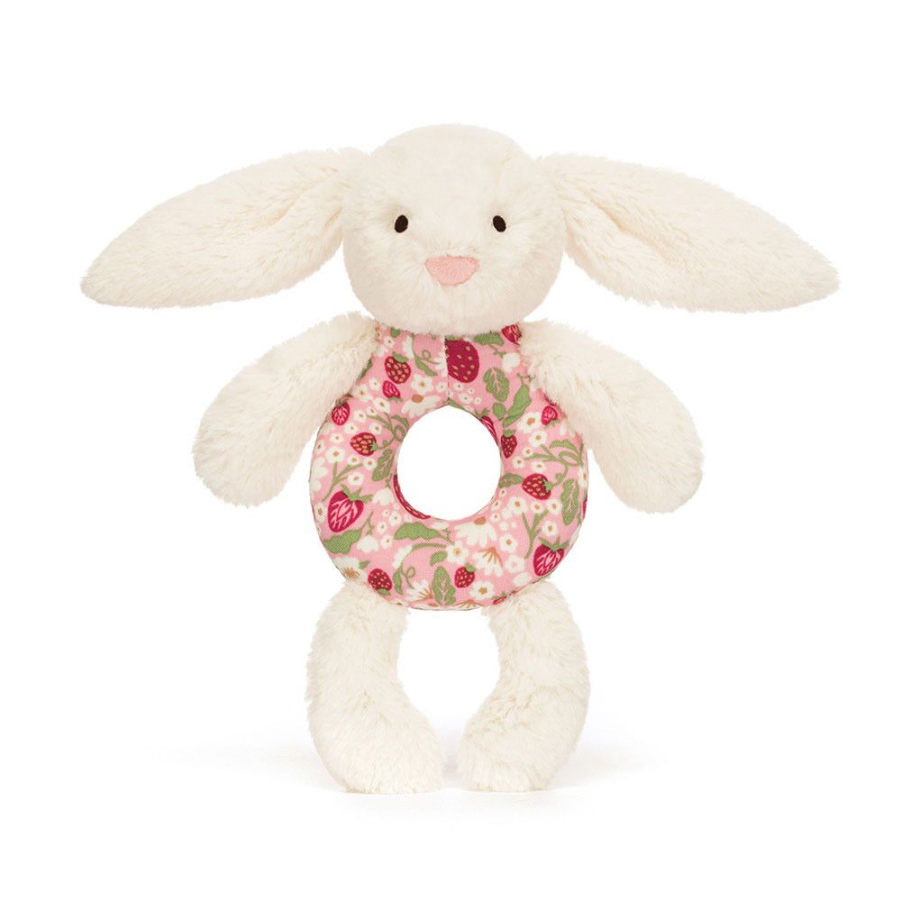 Blossom Cream Bunny 'Berry" Ring Rattle