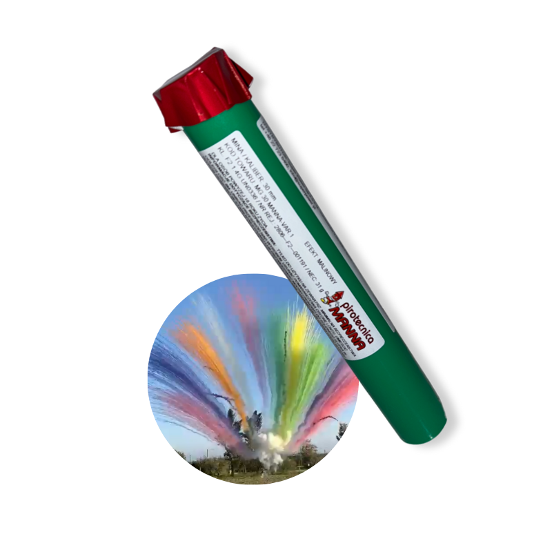 FAJERWERKI W DZIEŃ MG30 MALINOWY kaliber 30mm Dzienne Fajerwerki Dymne