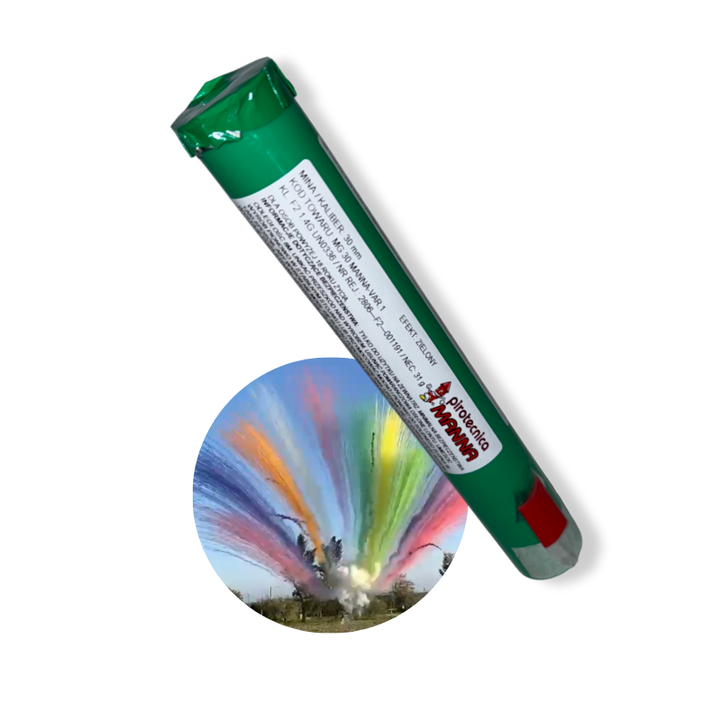 FAJERWERKI W DZIEŃ MG30 ZIELONY kaliber 30mm Dzienne Fajerwerki Dymne