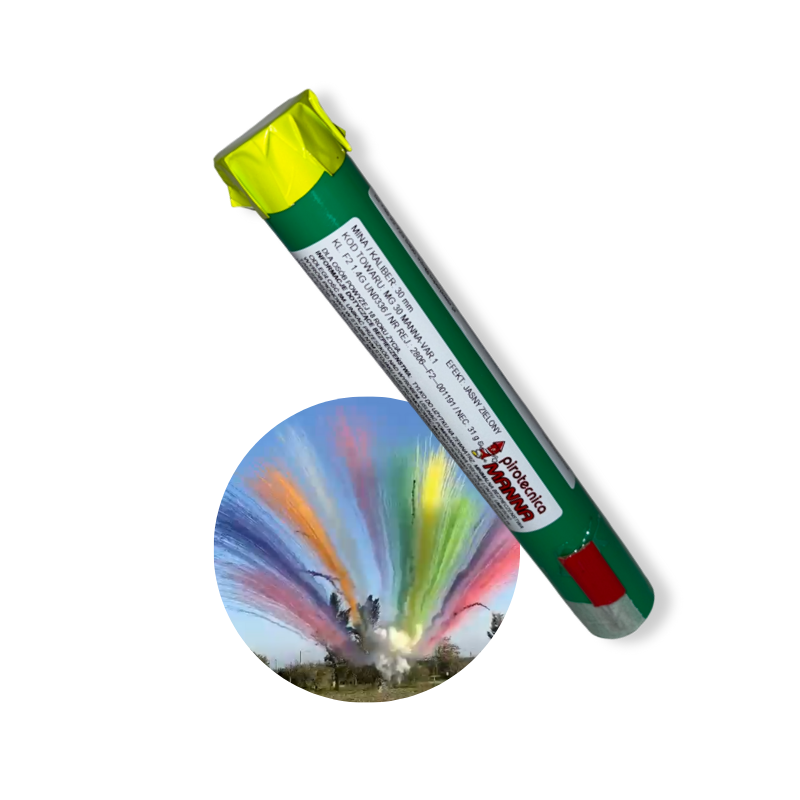 FAJERWERKI W DZIEŃ MG30 JASNY ZIELONY kaliber 30mm Dzienne Fajerwerki Dymne