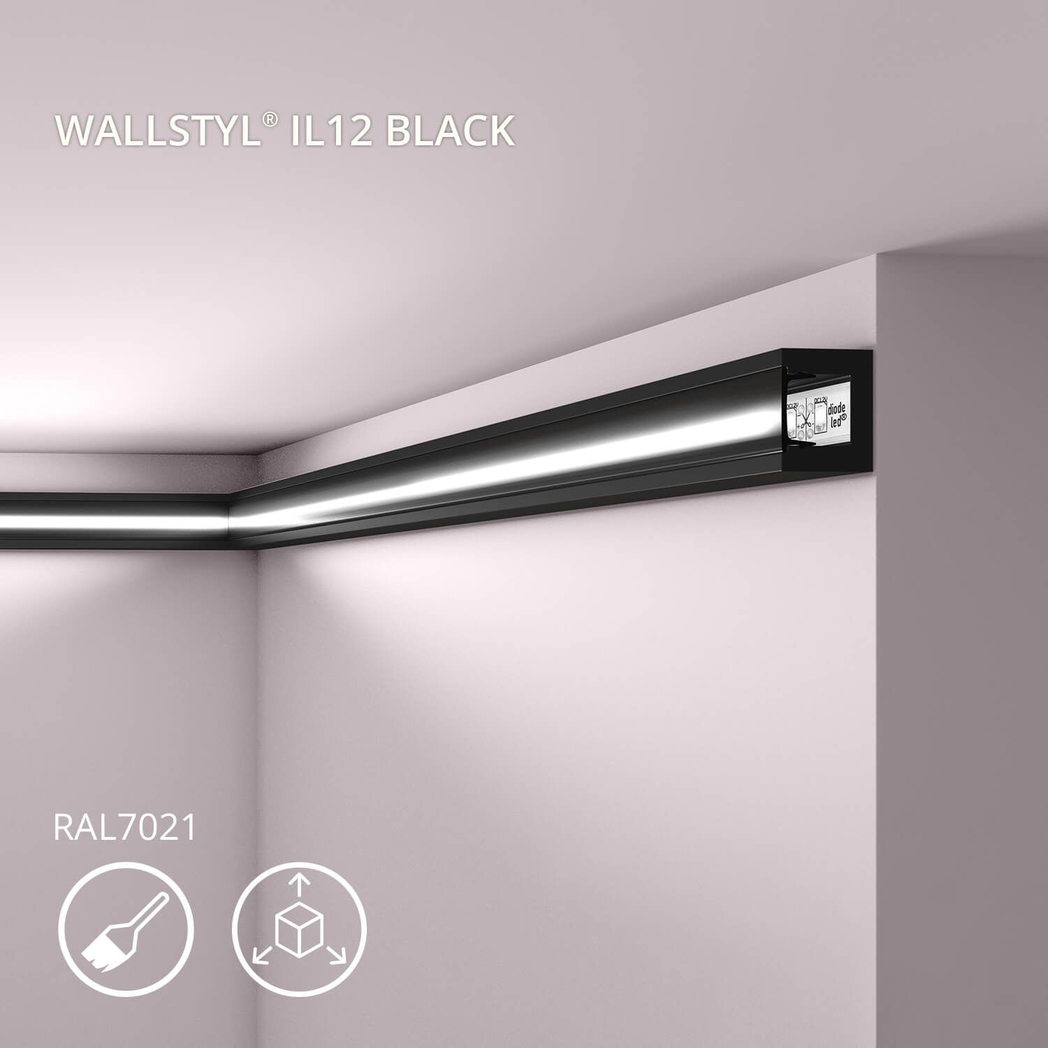 Listwa oświetleniowa LED sufitowa  IL12 BLACK WALLSTYL