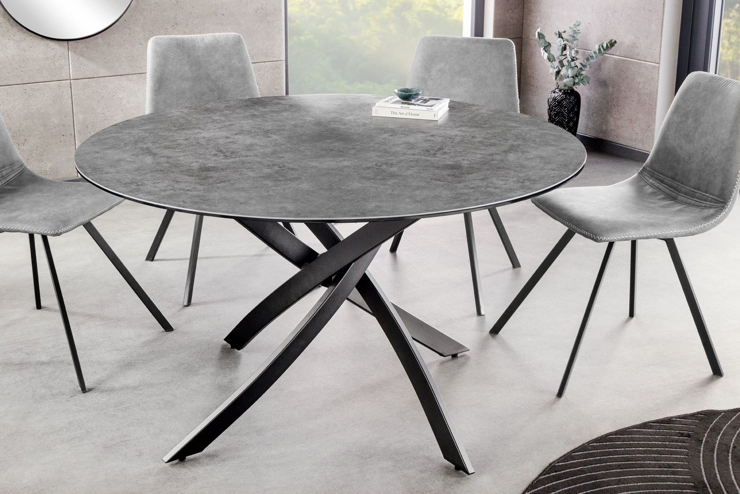 Table de salle à manger ALPINE Ø 120 cm ronde en céramique anthracite - 44231