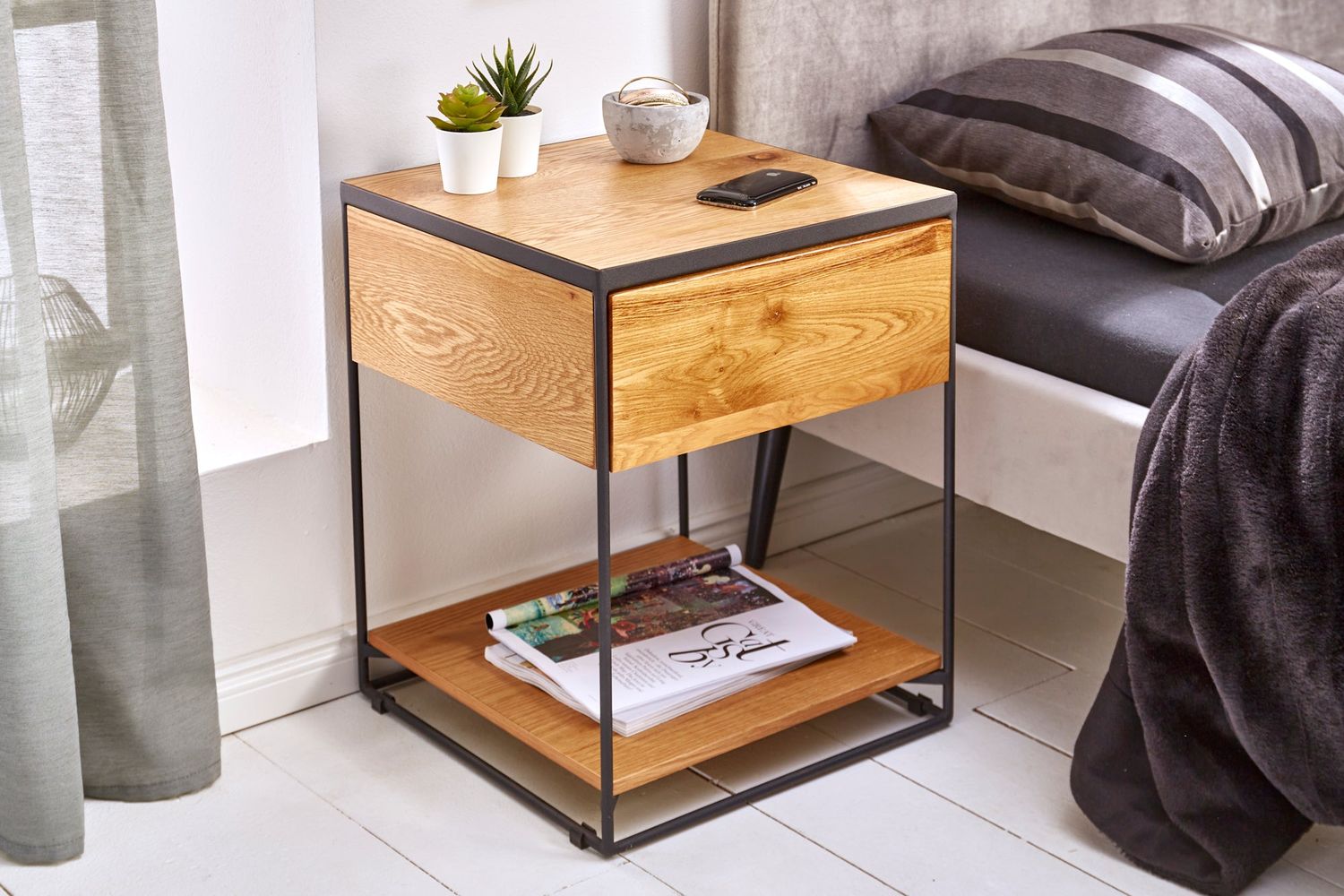 Table de chevet SCORPION 40 cm chêne sauvage naturel - 39709