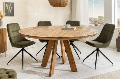 Table de salle à manger ART WOOD Ø 140 cm ronde en bois de manguier brun naturel - 45758