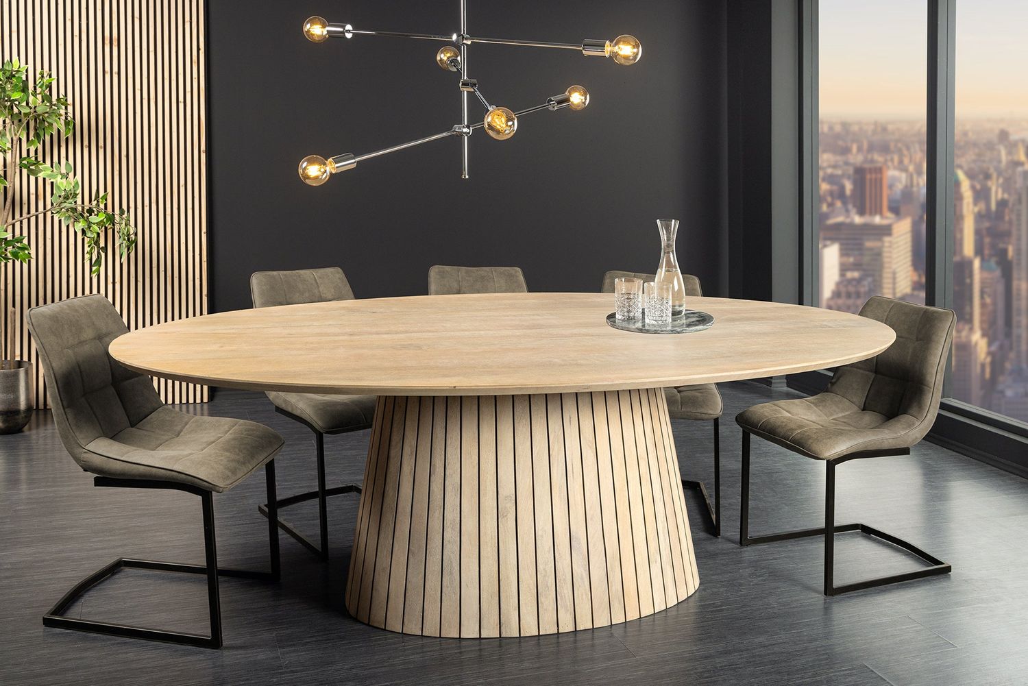 Table de salle à manger ART DÉCO, plateau ovale 220 cm, bois de manguier 26 mm - 44563