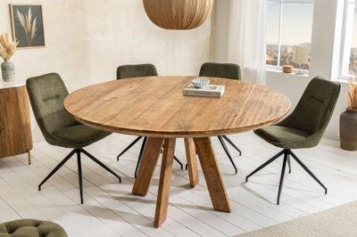 Table de salle à manger ART WOOD Ø 120 cm ronde en bois de manguier brun naturel - 45757