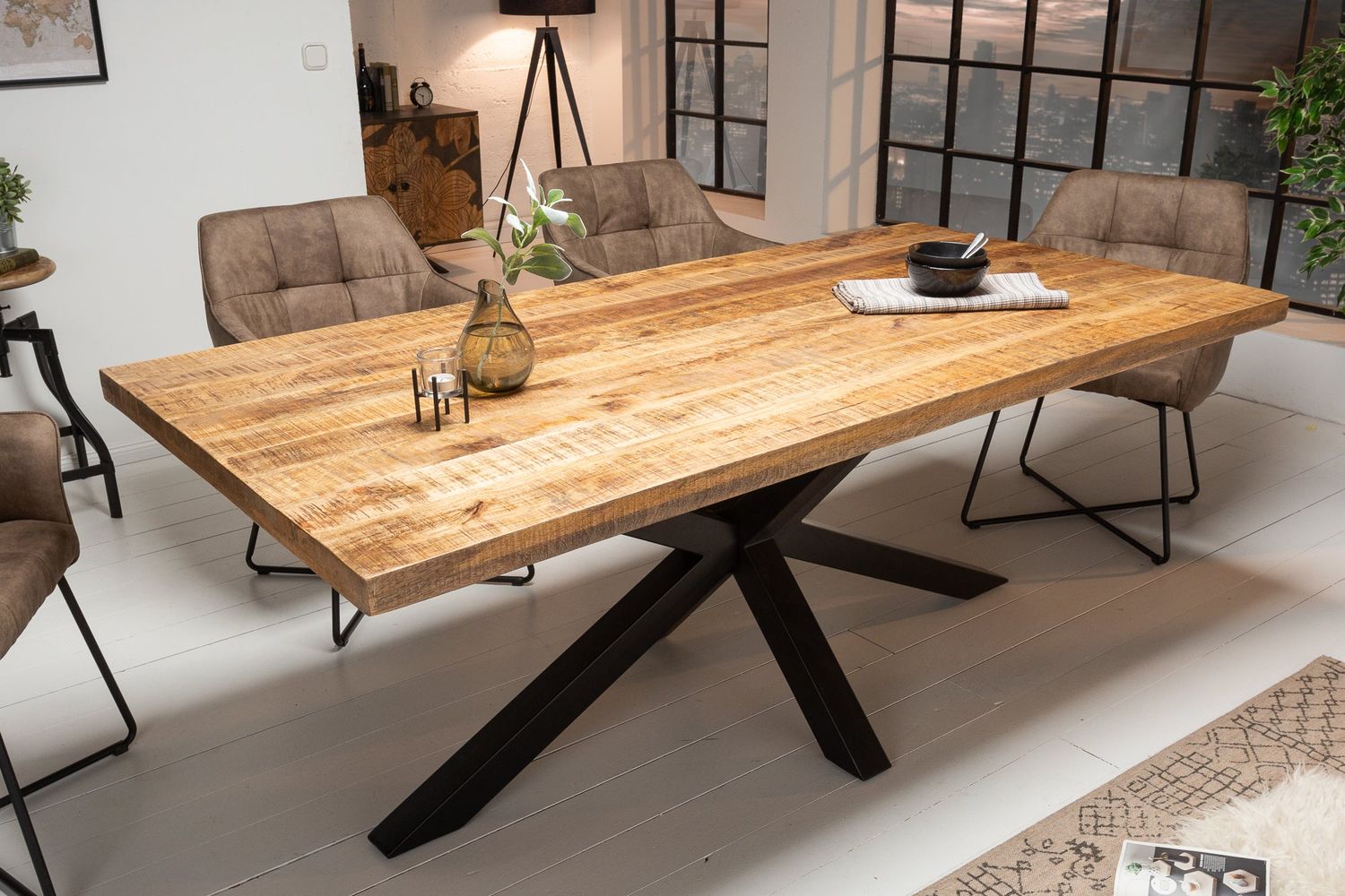 Table de salle à manger GALAXIE 180 cm en bois de manguier naturel - 39443