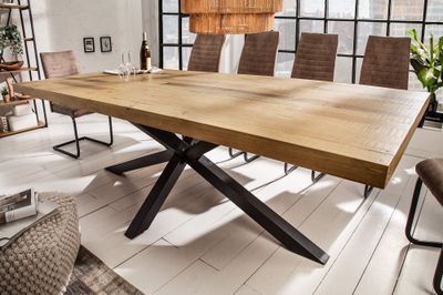 Table de salle à manger GALAXIE 200 cm en pin brun vintage - 43678