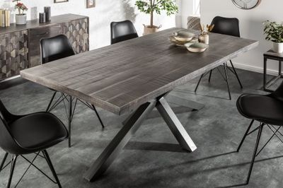 Table de salle à manger GALAXIE 200 cm bois de manguier gris - 39442