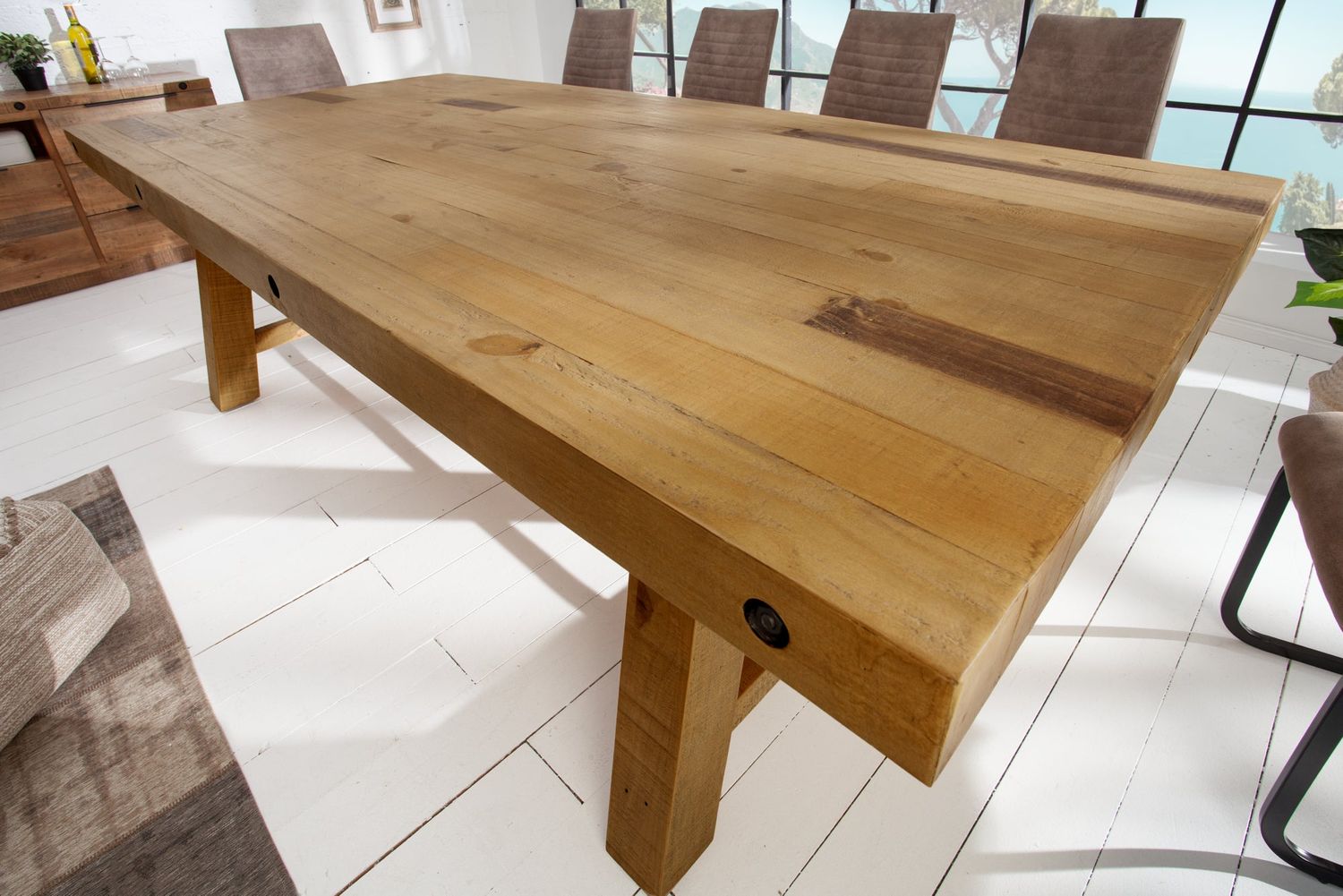 Table de salle à manger FINCA 240 cm en pin brun vintage - 43566