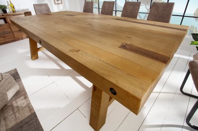 Table de salle à manger FINCA 240 cm en pin brun vintage - 43566