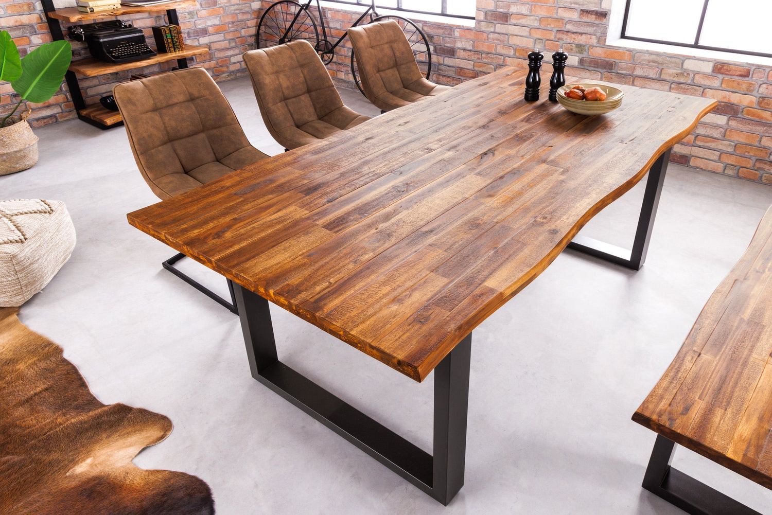 Table de salle à manger GENESIS 160 cm, 35 mm, bois d'acacia brun - 42050