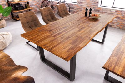 Table de salle à manger GENESIS 200 cm, bois d'acacia brun 35 mm - 42044