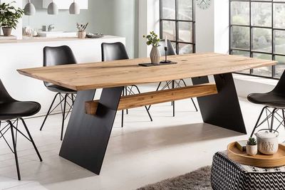 Table de salle à manger GRAND OAK 200 cm en chêne sauvage et métal thermolaqué - 43390