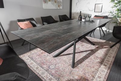 Table de salle à manger EUPHORIA 180-220-260 cm, céramique aspect lave et verre trempé - 6540170