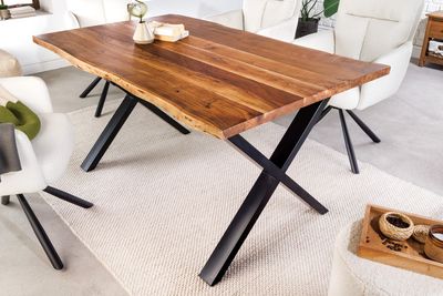 Table de salle à manger MAMMUT 160 cm, pieds en X, bois d'acacia 26 mm - 43480