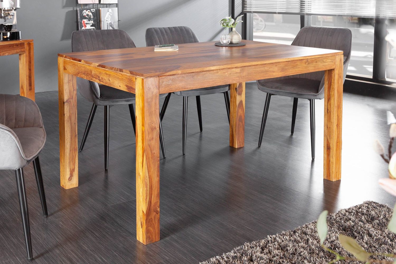 Table de salle à manger LAGOS 120 cm en bois de sheesham naturel - 44048