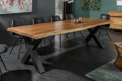 Table de salle à manger MAMMUT 240 cm, pieds en X, bois d'acacia massif 60 mm - 38350