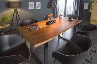 Table de salle à manger MAMMUT 140 cm, bois d'acacia sauvage 26 mm - 43426