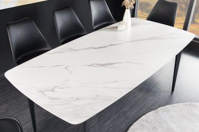 Table de salle à manger MILANO 160 cm en céramique marbre blanc - 44765