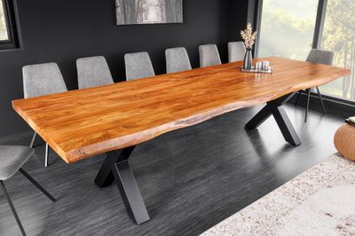 Table de salle à manger MAMMUT X 300 cm en bois d'acacia 55 mm brun naturel - 43782