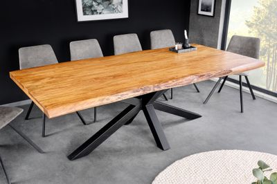 Table de salle à manger MAMMUT 200 cm en bois d'acacia 50 mm brun naturel - 43785