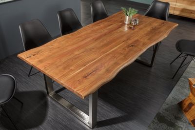 Table de salle à manger MAMMUT 180 cm, plateau de 35 mm en bois d'acacia naturel - 39999