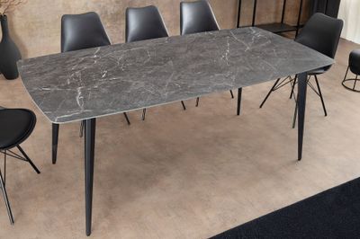 Table de salle à manger MILANO 180 cm en céramique anthracite effet marbre - 46993