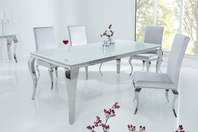 Table de salle à manger MODERN BAROCK 180 cm en verre trempé blanc - 6537903