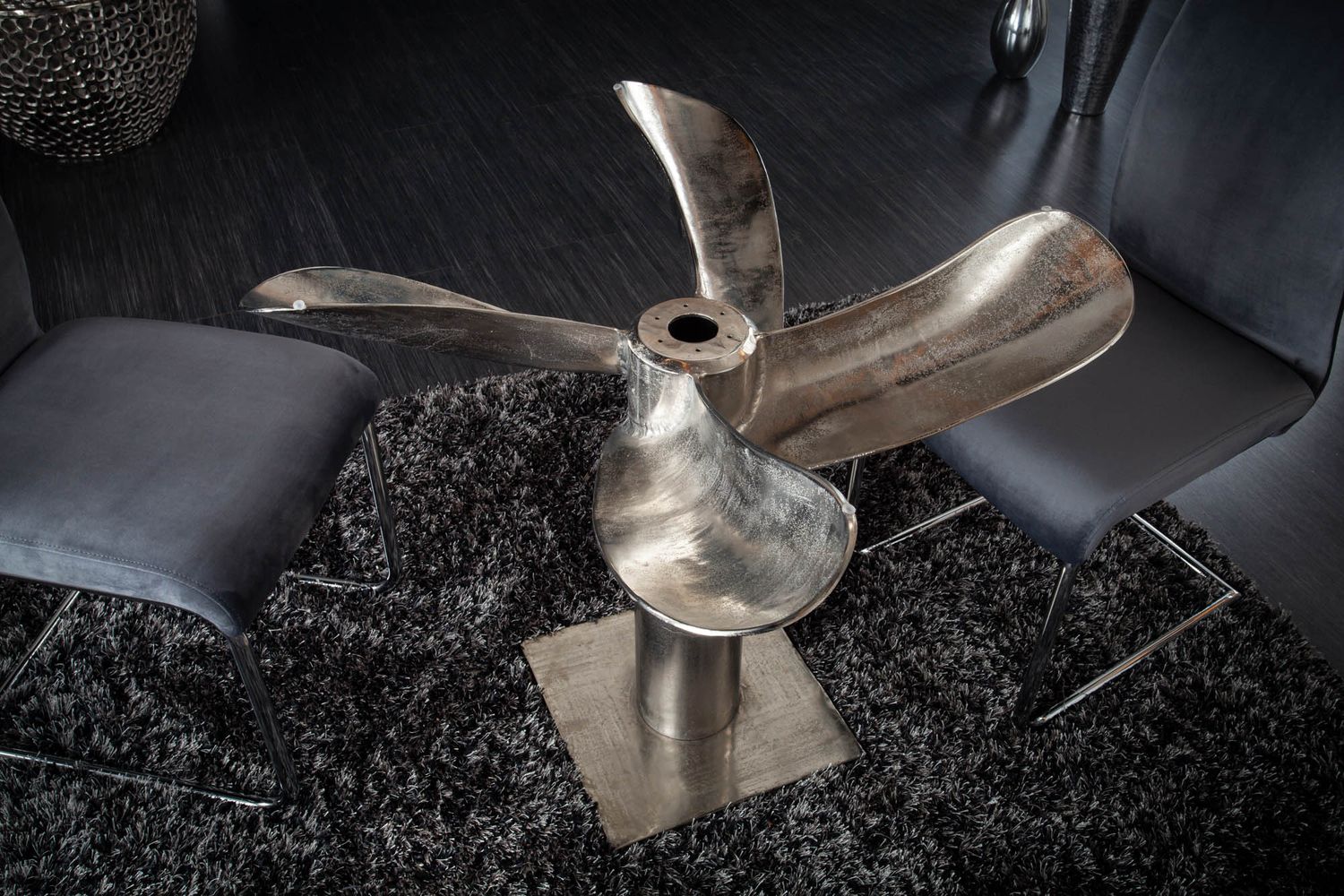 Table de salle à manger OCEAN 95 cm, piètement argenté sans plateau en verre - 39921