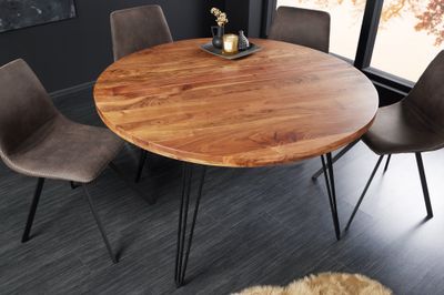 Table de salle à manger SCORPION Ø 120 cm ronde en acacia naturel - 43668