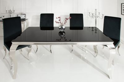 Table de salle à manger MODERN BAROCK 180 cm en verre opale trempé noir - 36544