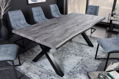 Table de salle à manger WILD, plateau de 160 cm, aspect chêne sauvage blanchi gris (50 mm) - 45085