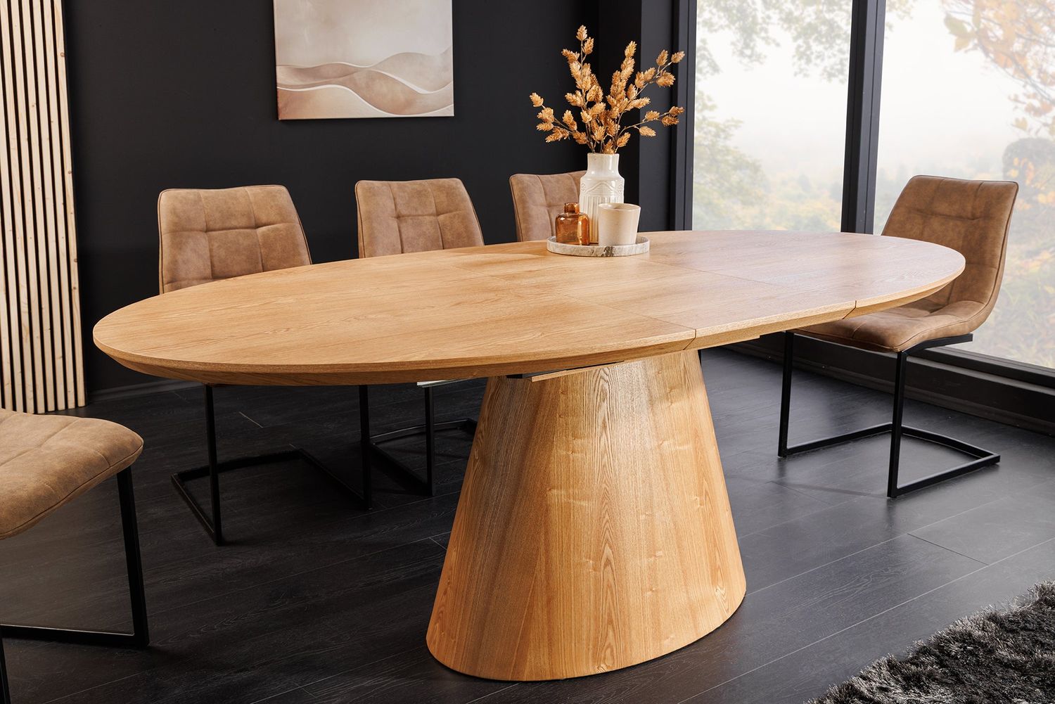 Table de salle à manger UNIQUE extensible 160-200 cm en placage chêne - 47657