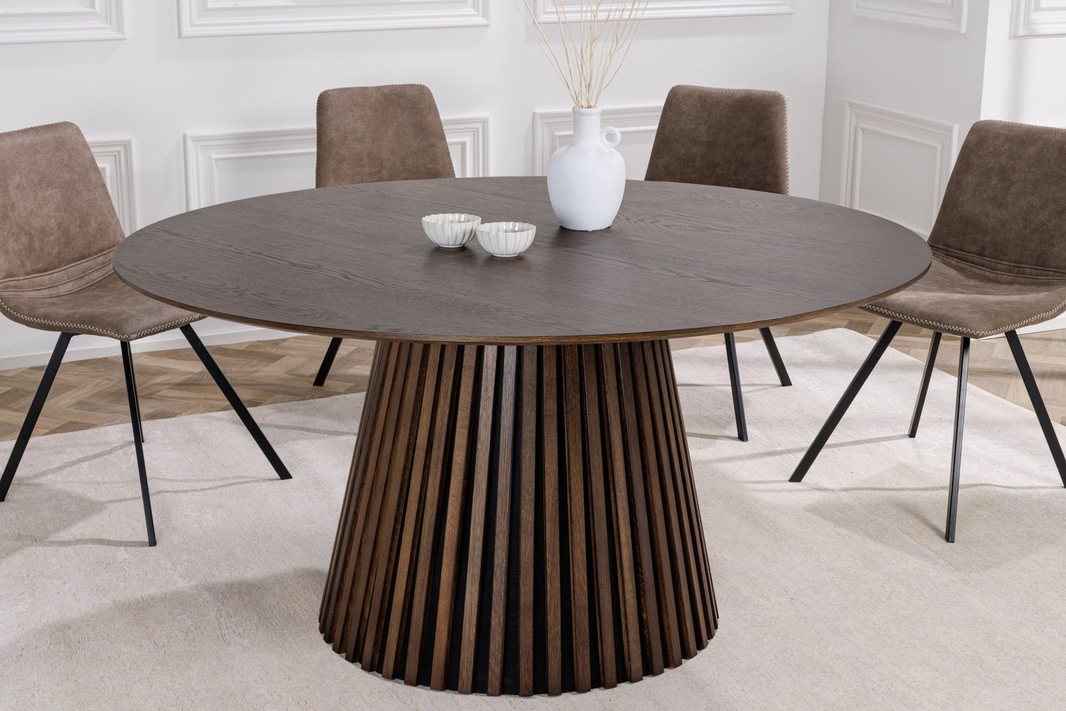 Table de salle à manger VALHALLA WOOD Ø 120cm ronde chêne foncé - 43434