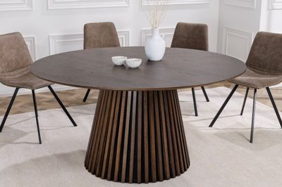 Table de salle à manger VALHALLA WOOD Ø 120cm ronde chêne foncé - 43434