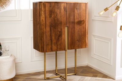 Table haute GATSBY 125 cm style rétro mangue or - 43335