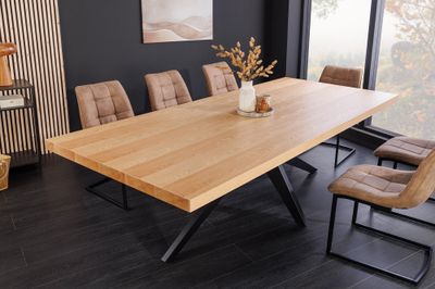Table de salle à manger ZEUS 240 cm aspect chêne naturel avec structure en métal noir - 46565