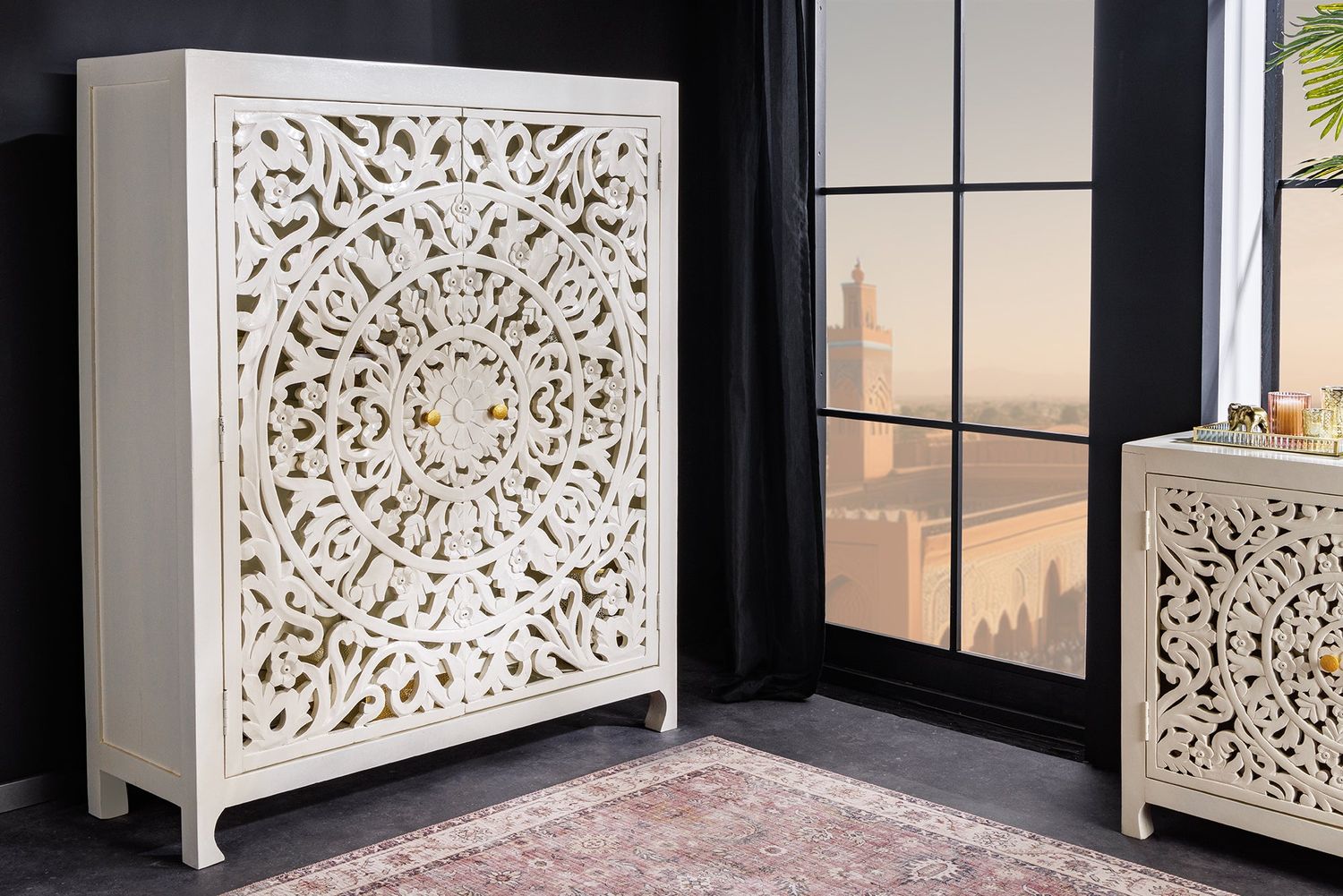 Table haute MARRAKECH 140cm en bois de manguier blanc - 43866