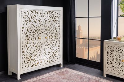 Table haute MARRAKECH 140cm en bois de manguier blanc - 43866