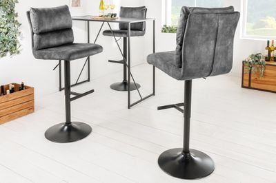 Tabouret de bar COMFORT 64-85cm velours gris foncé - 43650
