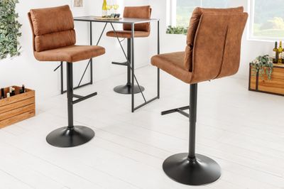 Tabouret de bar COMFORT 64-85cm microfibre marron antique - 43651