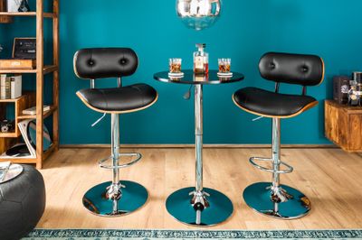 Tabouret de bar CLASSICO 95-115cm, revêtement en similicuir et placage noyer, pivotant - 39040