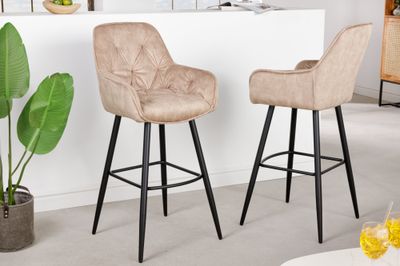 Tabouret de bar MILANO 75 cm velours champagne - 41958