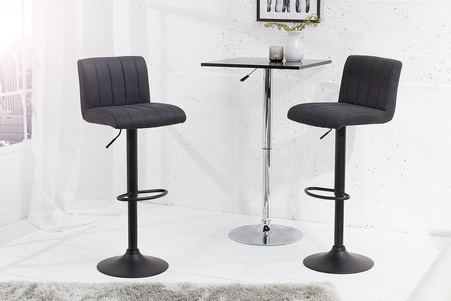 Tabouret de bar PORTLAND 88-109cm microfibre gris vintage - 38457