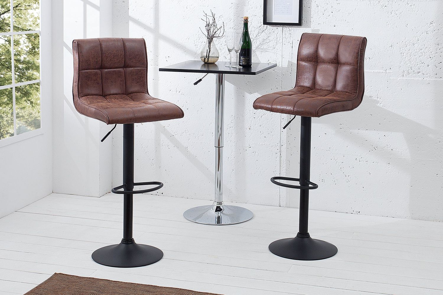 Tabouret de bar MODENA 95-115cm microfibre marron vintage - 37937