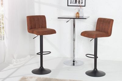 Tabouret de bar PORTLAND 88-109cm microfibre marron vintage - 38456