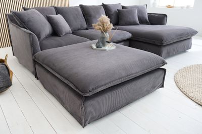 Tabouret HEAVEN 100cm, housse amovible, cordon gris - 43444